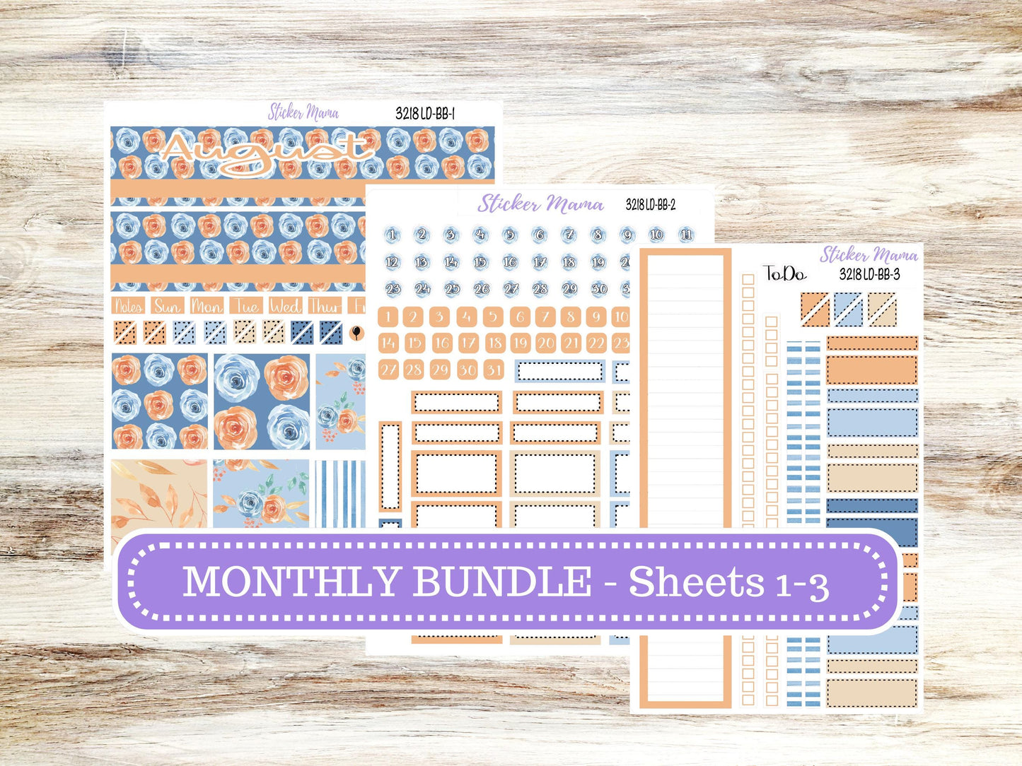 Laurel Denise Mae and Kristy Planner Sticker Kit | Book-Bound | August Blossom Breeze 3218 | 5-26