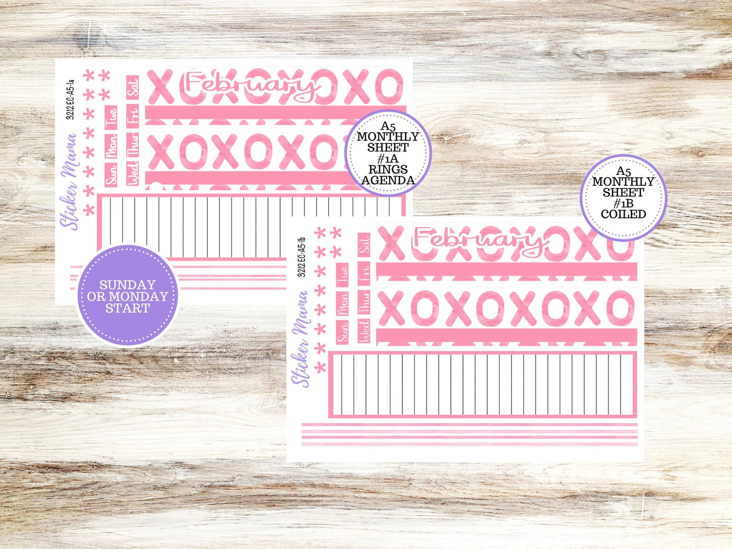 ERIN CONDRE Monthly Kit-3212 || A5 || Love Notes Stickers  || - ec February Monthly Kit - Monthly Planner Kits - Monthly Budget