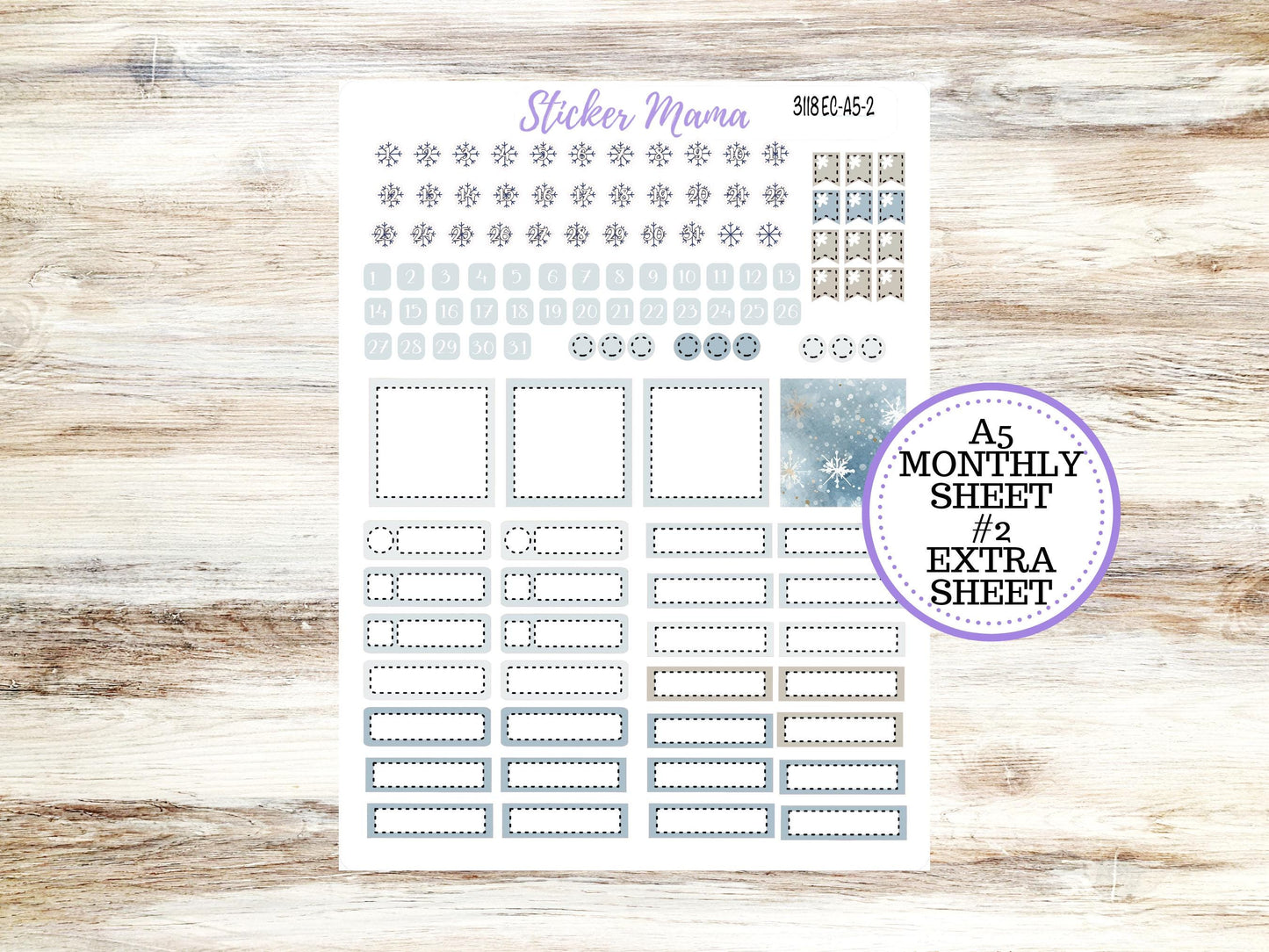 ERIN CONDRE Monthly Kit-3118 || A5 || EC A5 Stickers  || - ec January Monthly Kit - Monthly Planner Kits - Monthly Budget