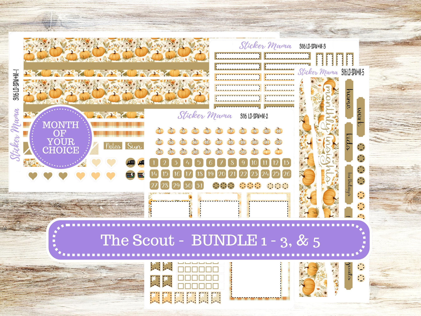 Laurel Denise Small Scout Planner Sticker Kit | Portrait Weekly + Monthly | Choose your month | Fall 3116 Pumpkin Spice | 7-26