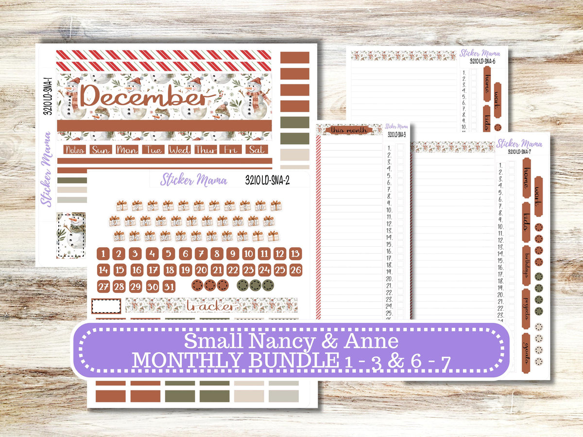 Laurel Denise Small Anne and Nancy Planner Sticker Kit 3210 | December Frosty Friends | 9-26