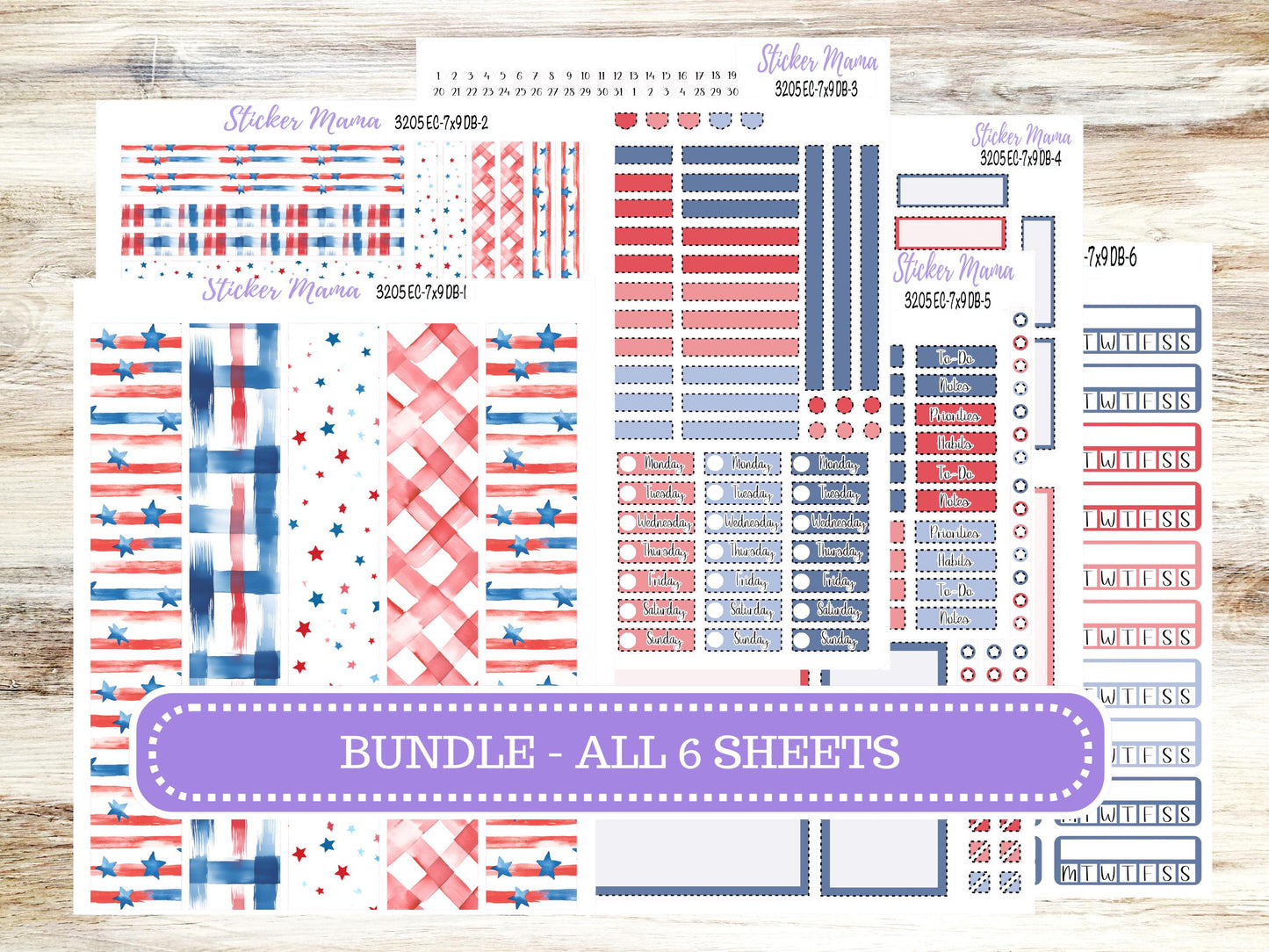 Erin Condren Dashboard Planner Sticker | Kit DB-3205 Patriotic Festivities