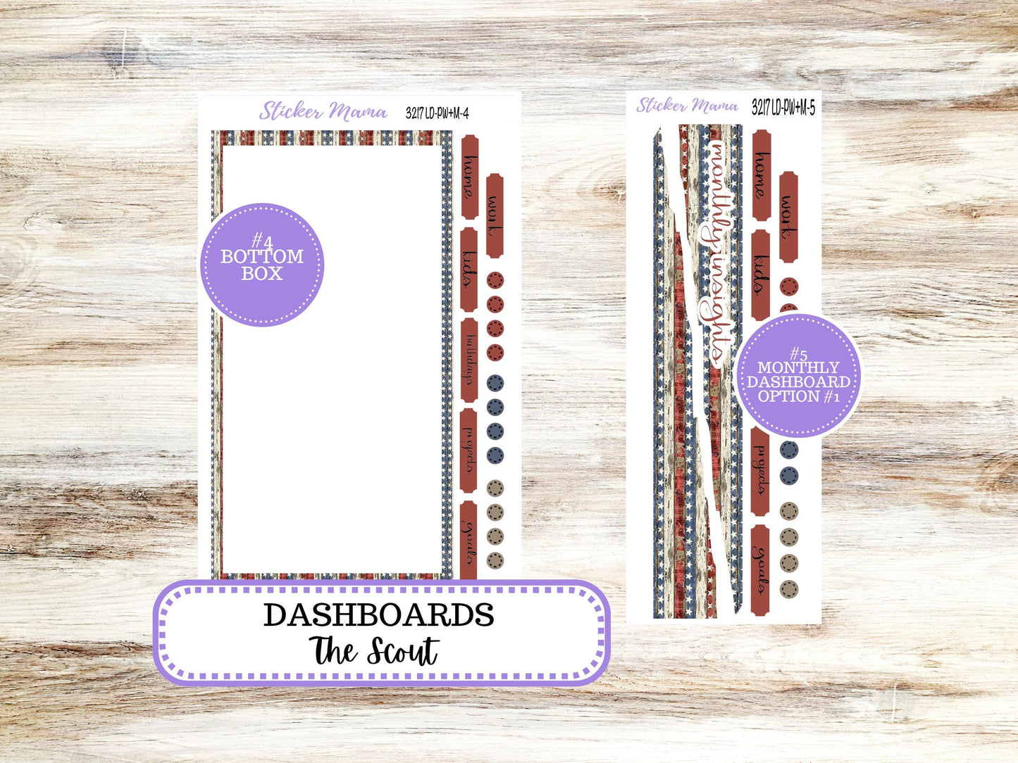 Laurel Denise Large Scout Planner Sticker Kit | Portrait Weekly + Monthly | July Old Glory 3217 | 4-26