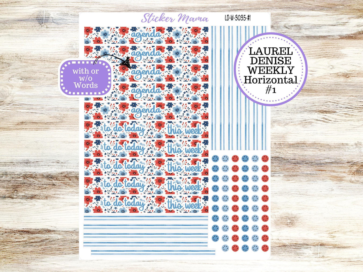 LAUREL DENISE WEEKLY Planner Kit #3035 || Laurel Denise Kit || Ld Stickers || Laurel Denise Horizontal Vertical || American Dream
