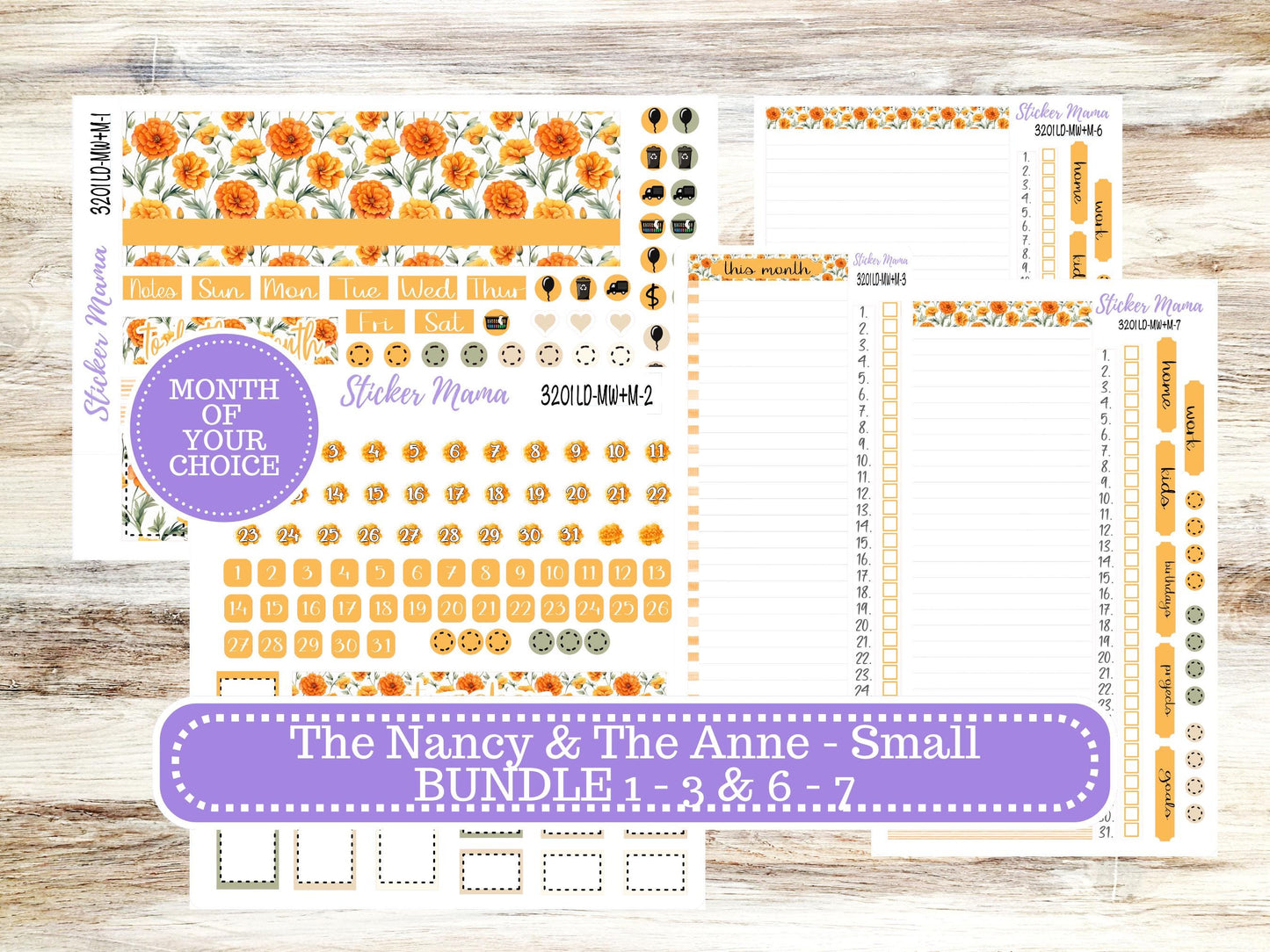 Laurel Denise Small Anne and Nancy Planner Sticker Kit | Small Week + Month | Choose your own Month 3201 Fall Colors | 5-26