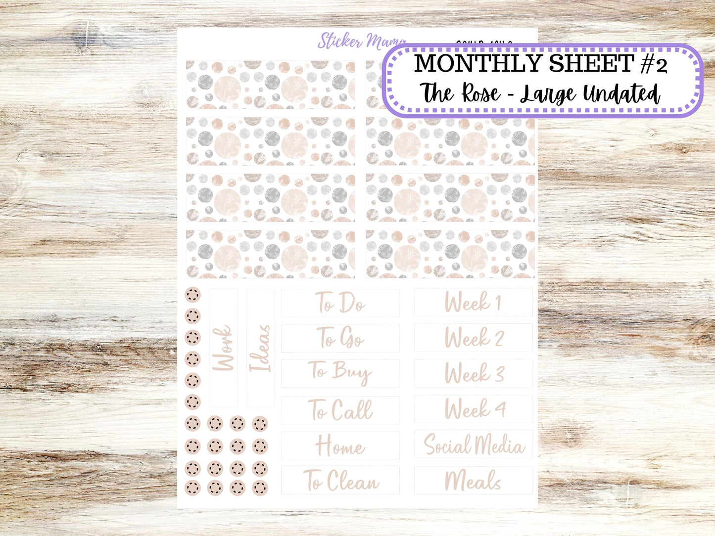 LD "The Rose" - Large Undated Sewn || 4 COLUMN Undated (formerly project undated). Planner Kit #3211 || Pastel Wonderland || 10-25