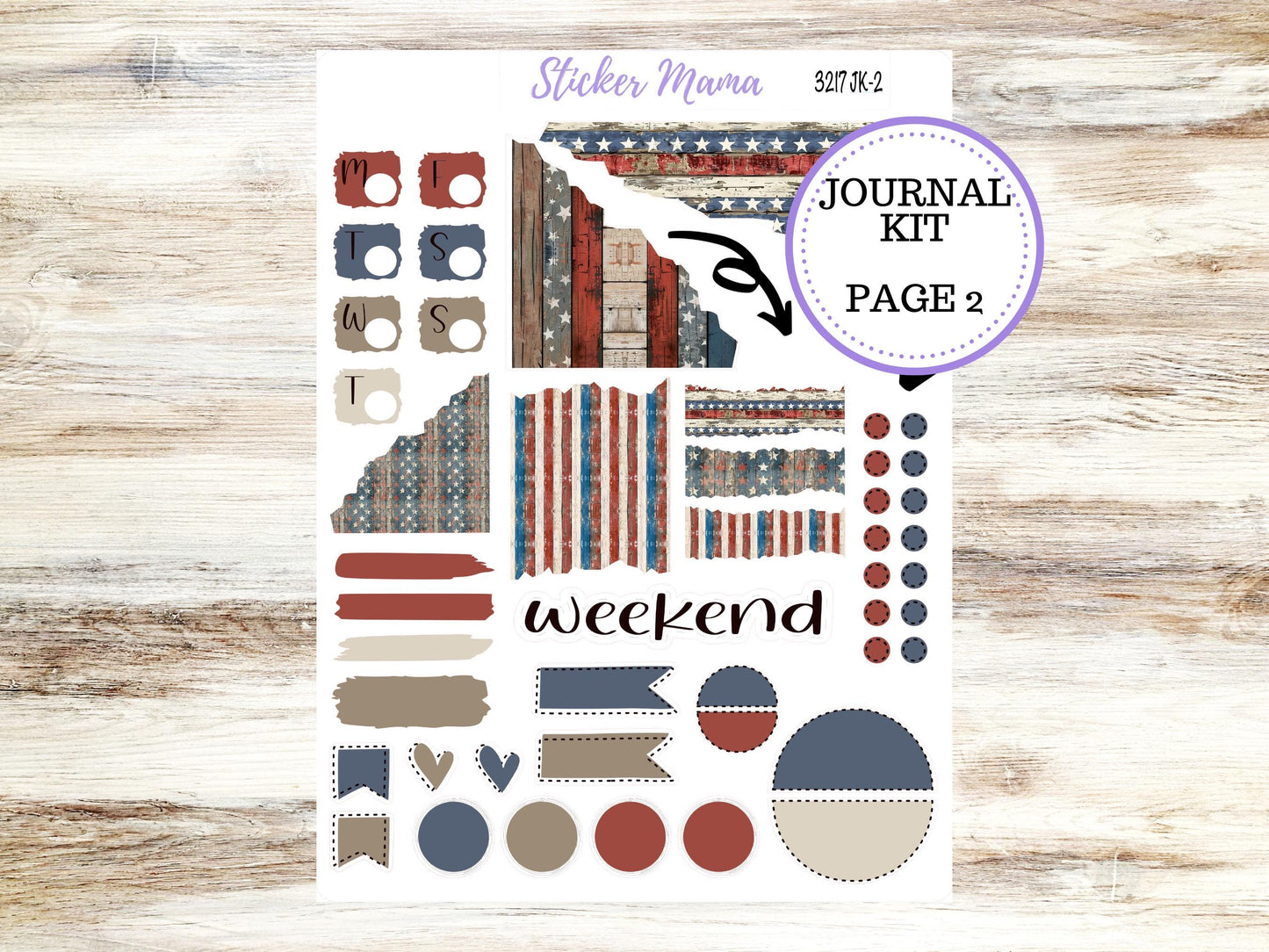 Journaling Stickers | Planner Stickers Kit | 3217 Old Glory