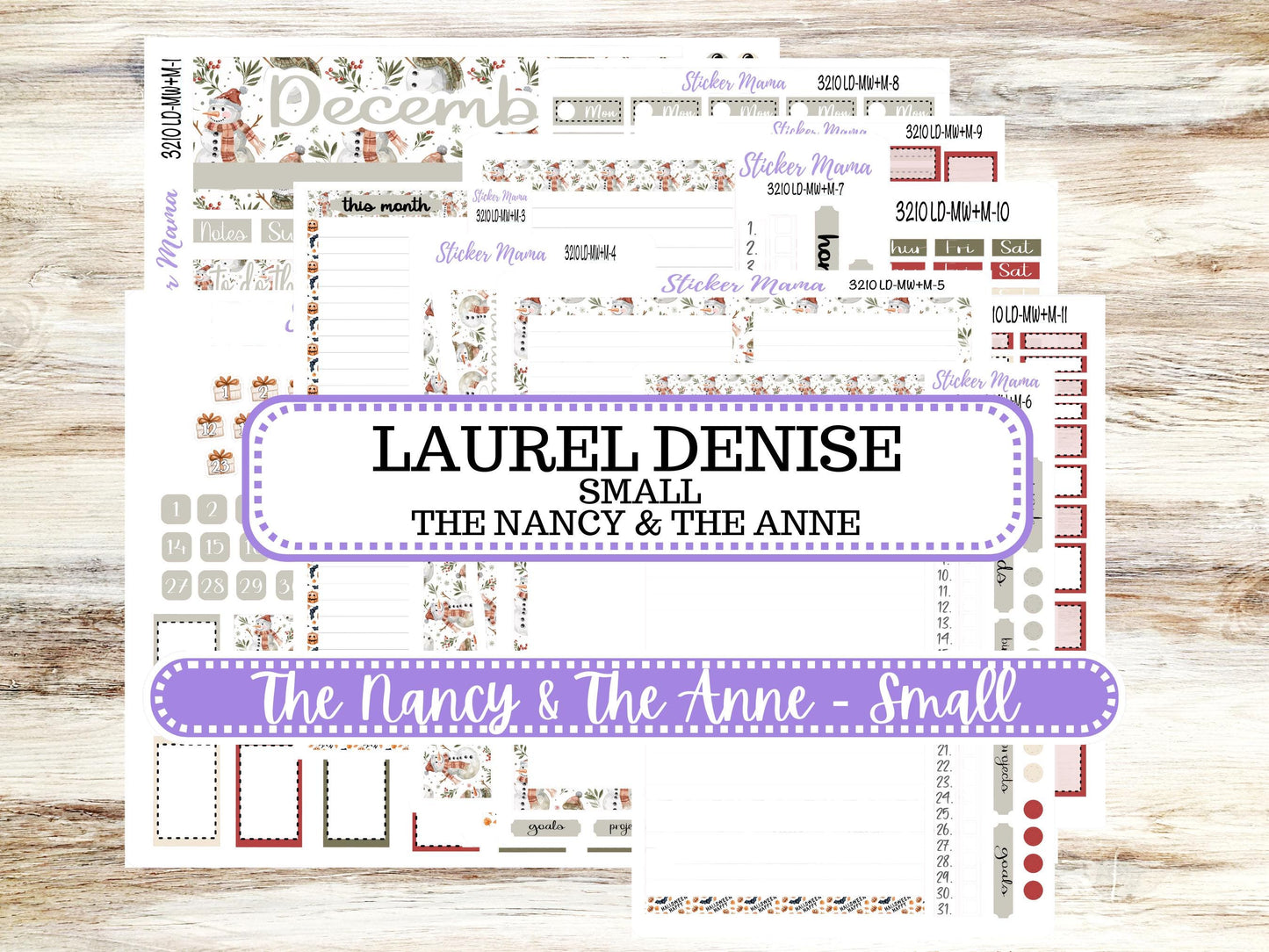 LD SMALL "The Anne" & "The Nancy" || MINI Week + Month Planner Kit #3210 || Laurel Denise Horizontal Vertical || Frosty Friends || 9-25