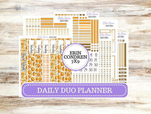 Erin Condren Daily Duo Planner Kit DD 3221 | Pumpkin & Cornstalks | Full Month Kit