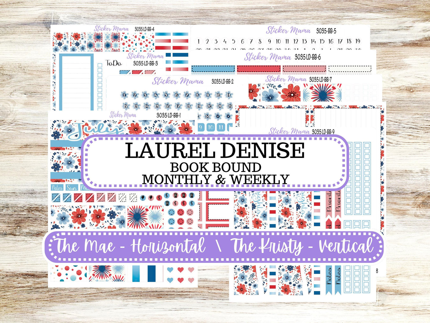 Laurel Denise Mae and Kristy Planner Sticker Kit | Book-Bound | July 3035 American Dream