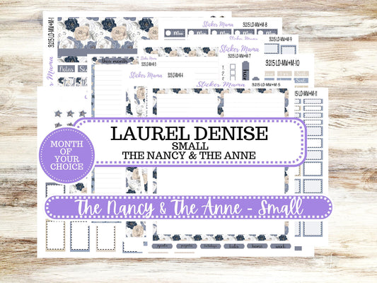 Laurel Denise Small Anne and Nancy Planner Sticker Kit | Small Week + Month | Choose your own Month #3215 Charming Roses | 1-26