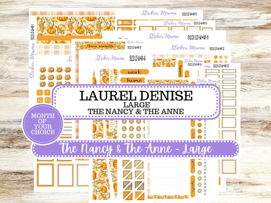 Laurel Denise Large Nancy & Anne Planner Sticker Kit | Vertical Horizontal Week + Month | Month of your Choice Fall | 3221 Pumpkin | 6-26