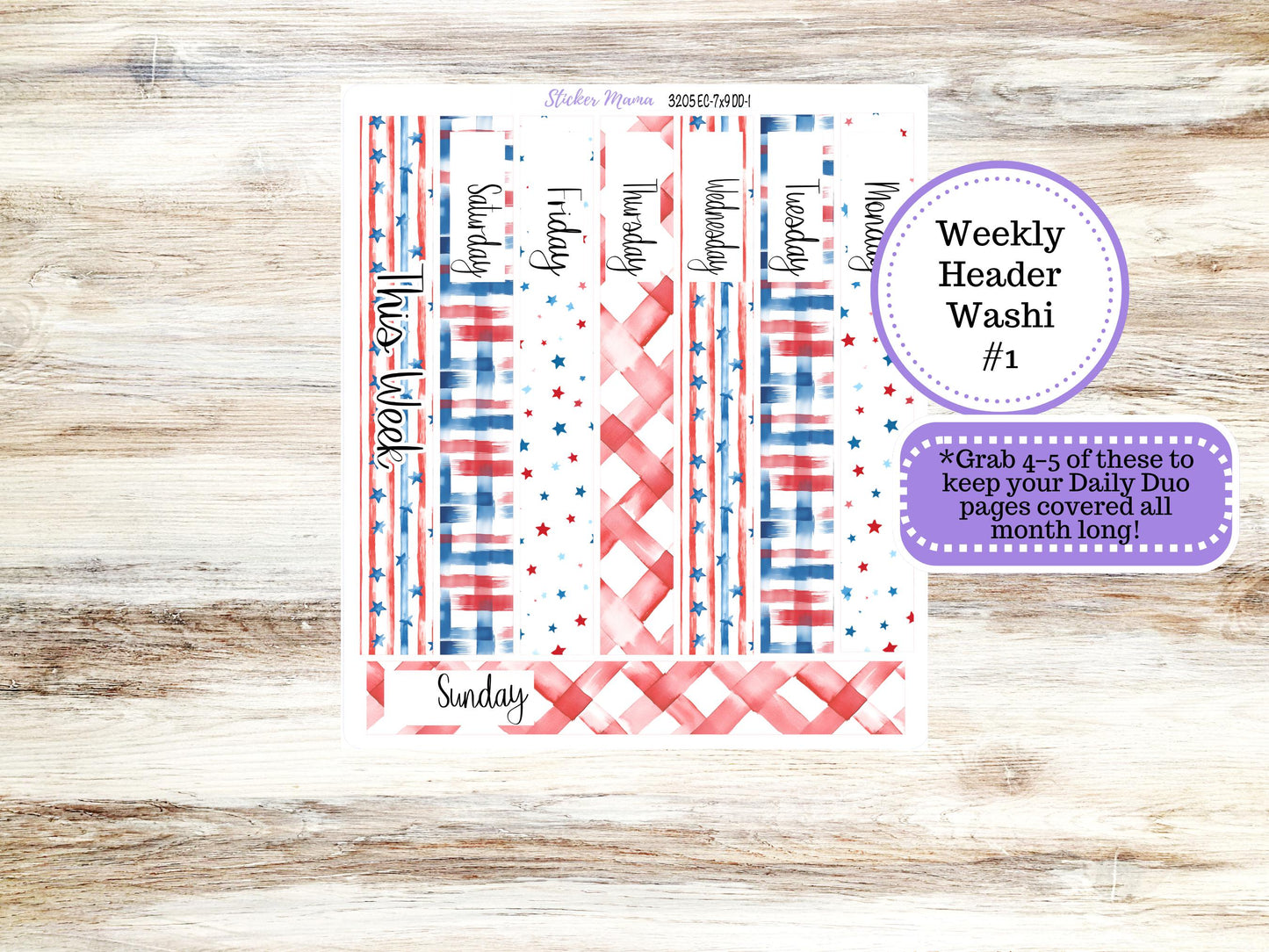 Erin Condren Daily Duo Planner Sticker Kit | 3205 Patriotic Festivities