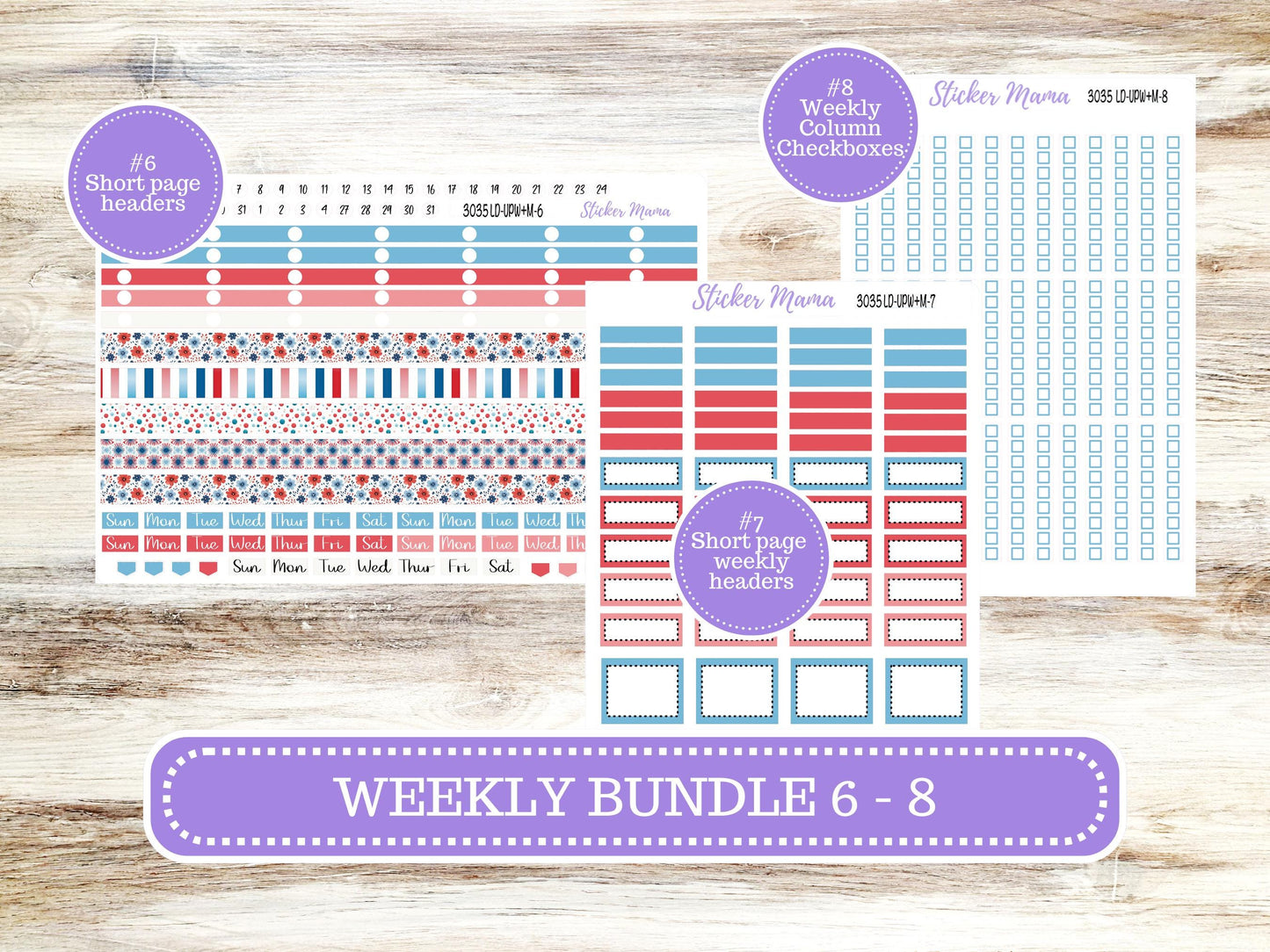 Laurel Denise Jo Planner Sticker Kit | Pop-up Week+Month | July 3035 American Dream | 4-26