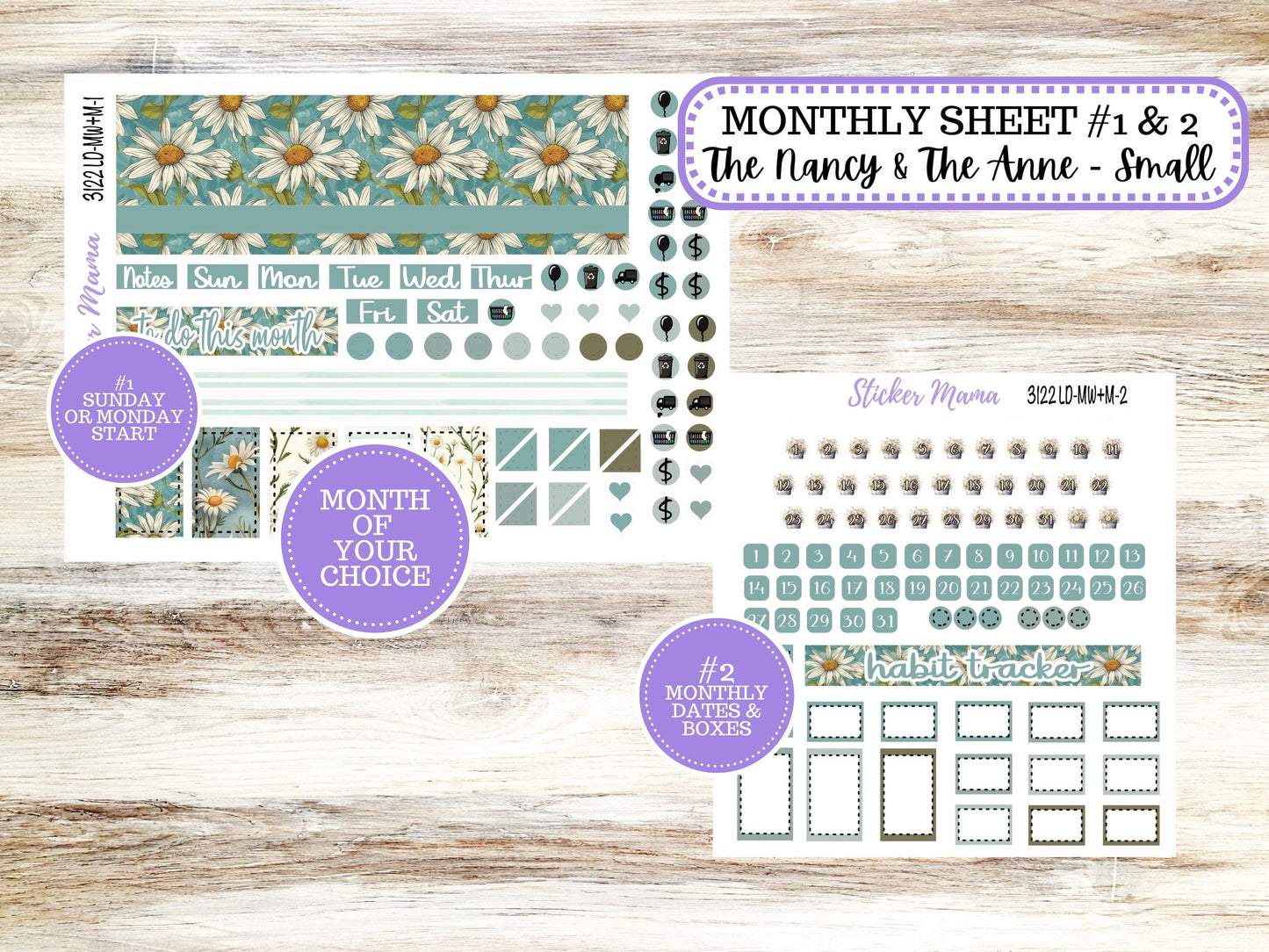 LD SMALL "The Anne" & "The Nancy" || Choose your own month || MINI Week + Month Planner #3122 || Laurel Denise Horizontal Vertical || 11-25