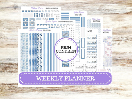 ERIN CONDREN WK-3200 || Blue Blossom || Weekly Planner Kit || Erin Condren || Hourly Planner Kit ||  Vertical Planner Kit