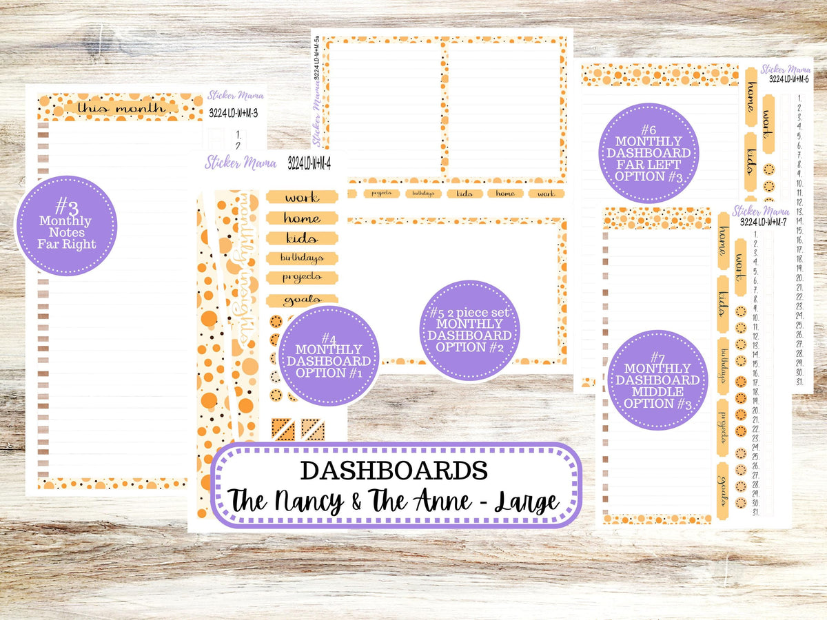 Laurel Denise Large Nancy & Anne Planner Sticker Kit | Vertical Horizontal Week + Month | Choose your own month | Fall Polka Dots 3224