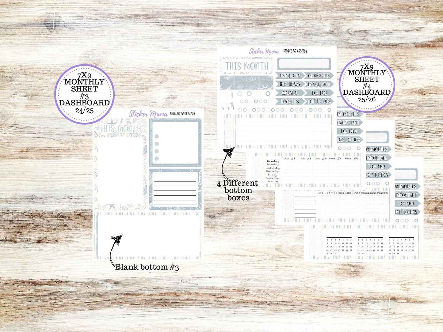 ERIN CONDRE Monthly  Kit-3204 || 7X9 || Coastal Charm Stickers  || - ec August Monthly Kit - Monthly Planner Kits - Monthly Budget