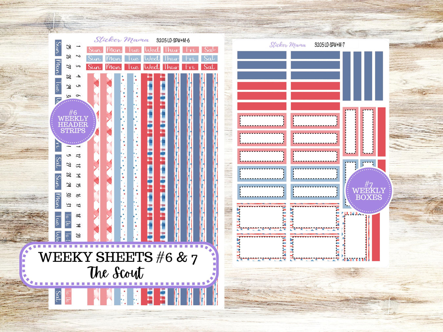Laurel Denise Small Scout Planner Sticker Kit | Portrait Weekly + Monthly | July Patriotic Festivities 3205 | 4-26