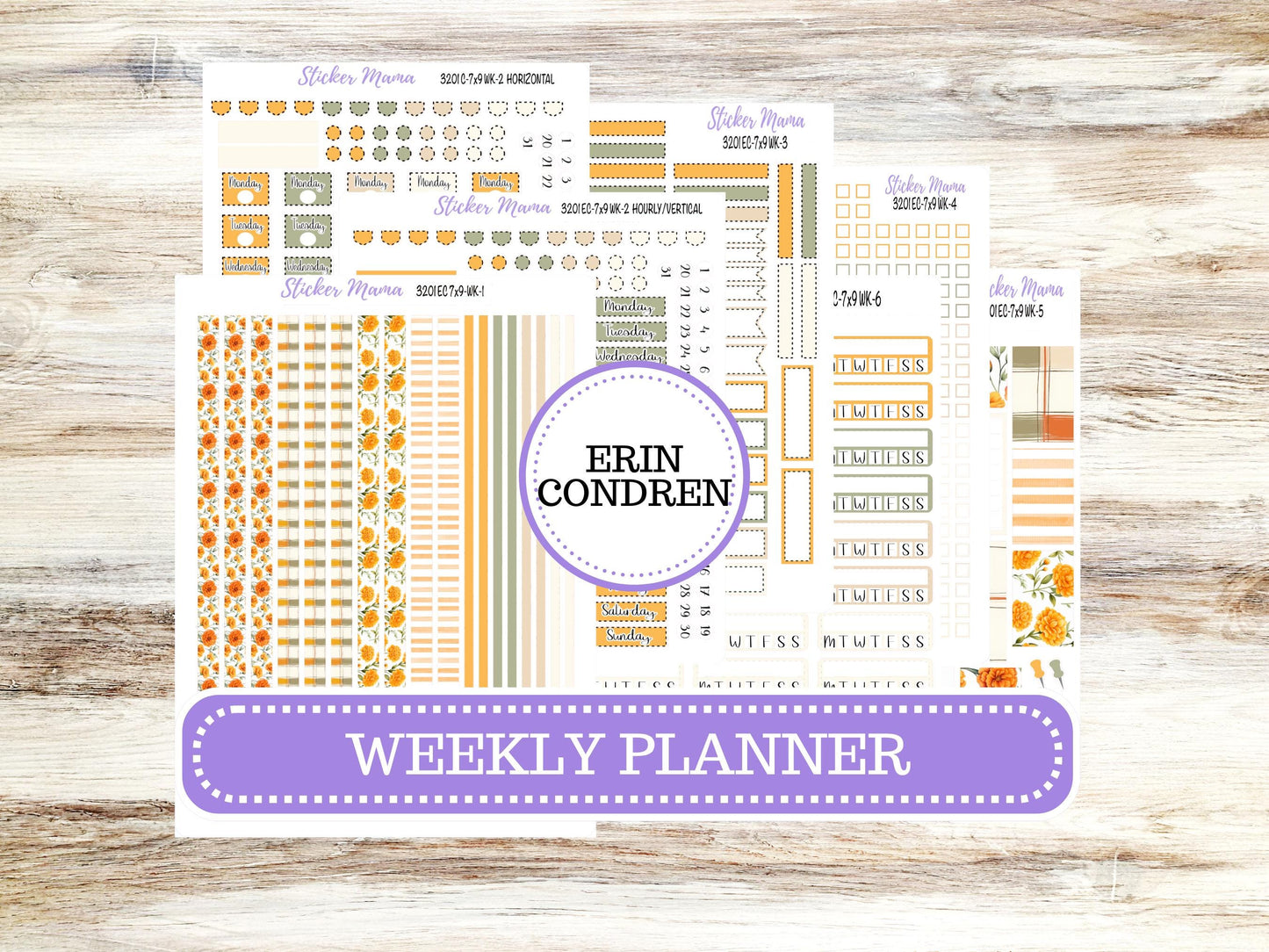Erin Condren Weekly Planner Kit | Vertical & Hourly Stickers | WK-3201 Fall Colors