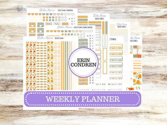 Erin Condren Weekly Planner Kit | Vertical & Hourly Stickers | WK-3201 Fall Colors