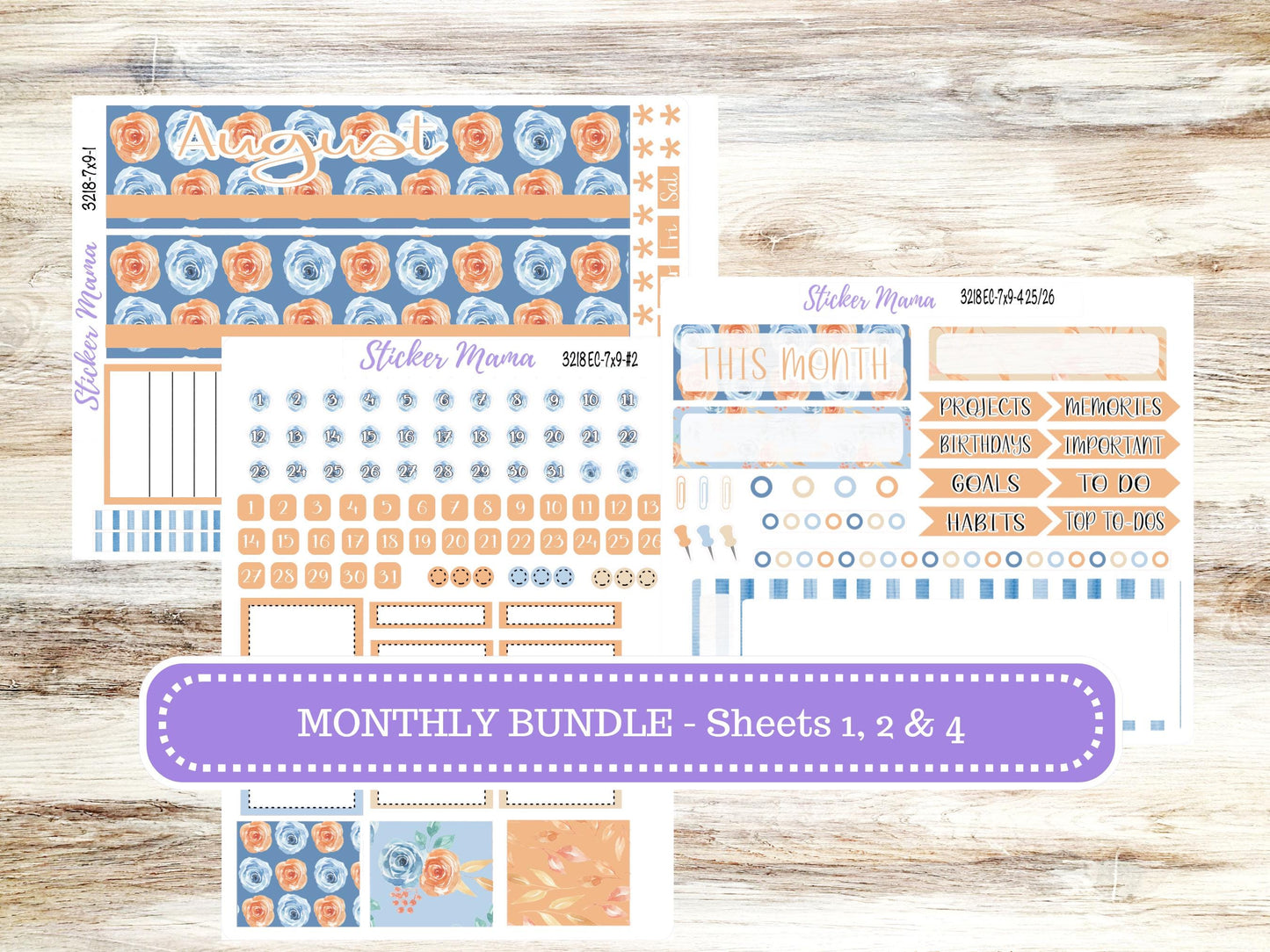 Erin Condren Monthly Kit | 7X9 | August 3218 Blossom Breeze | 5-26