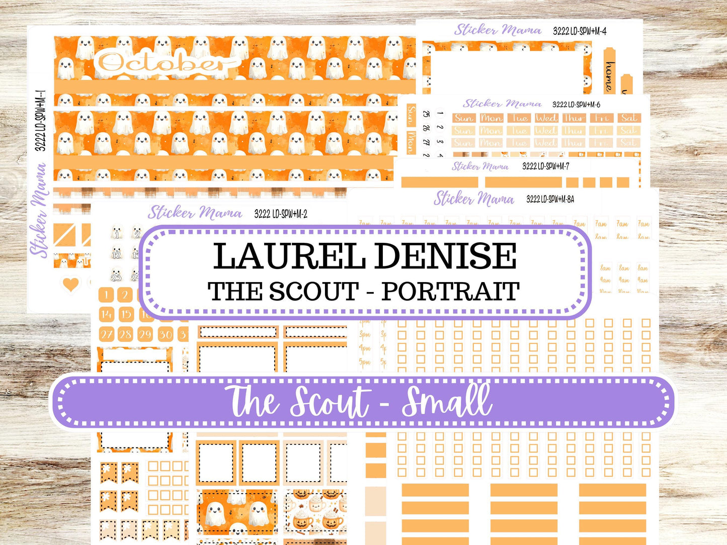 Laurel Denise Small Scout Planner Sticker Kit | Portrait Weekly + Monthly | October Cozy Ghost 3222 | 7-26