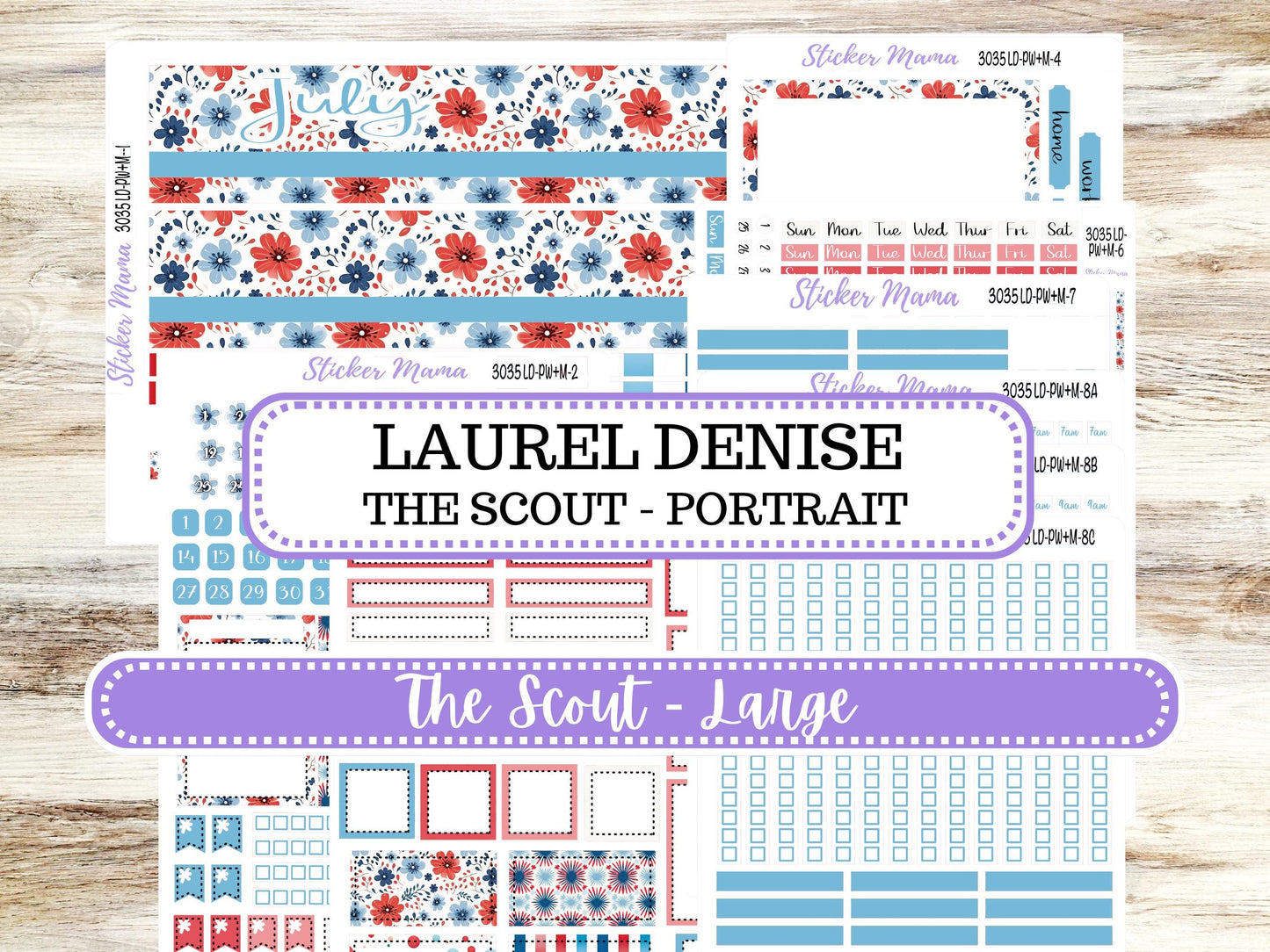 Laurel Denise Large Scout Planner Sticker Kit | Portrait Weekly + Monthly | July 3035 American Dream | 4-26