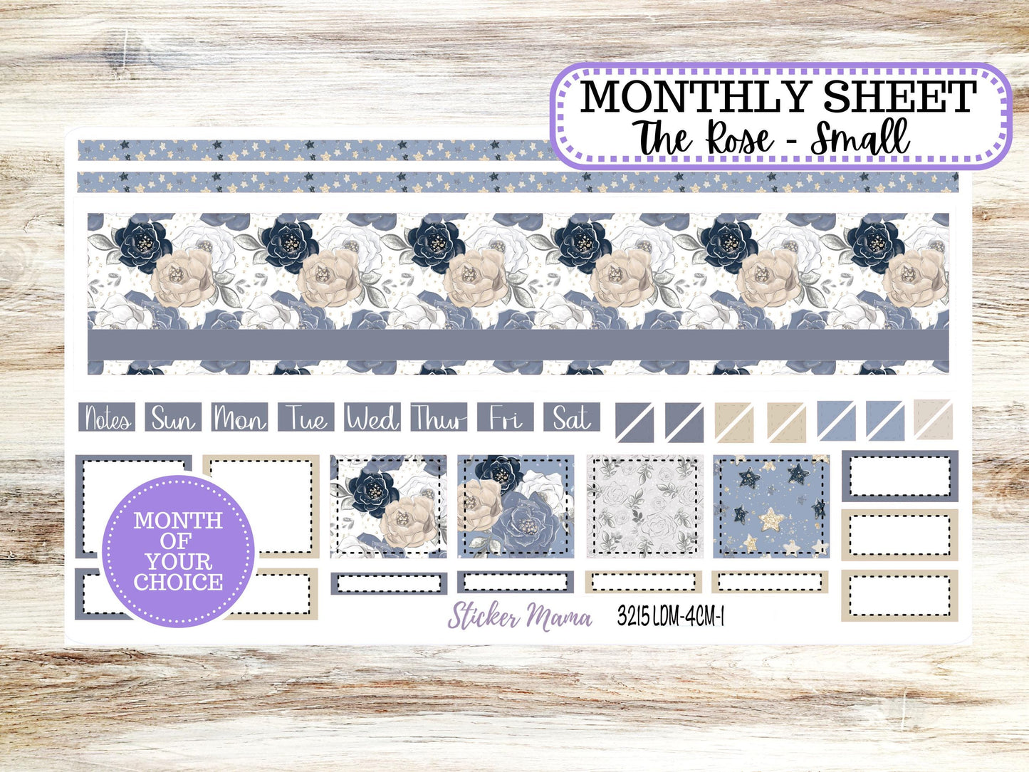 Laurel Denise Small Rose Planner Sticker Kit | 4 Column Mini | Project Mini  | Month of your Choice #3215 Charming Roses | 1-26