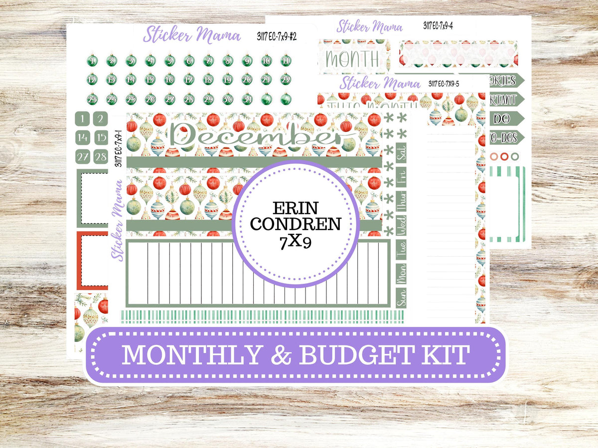 Erin Condren Monthly Planner Sticker Kit 3117 | 7X9 | December Jolly Jewels | 9-26
