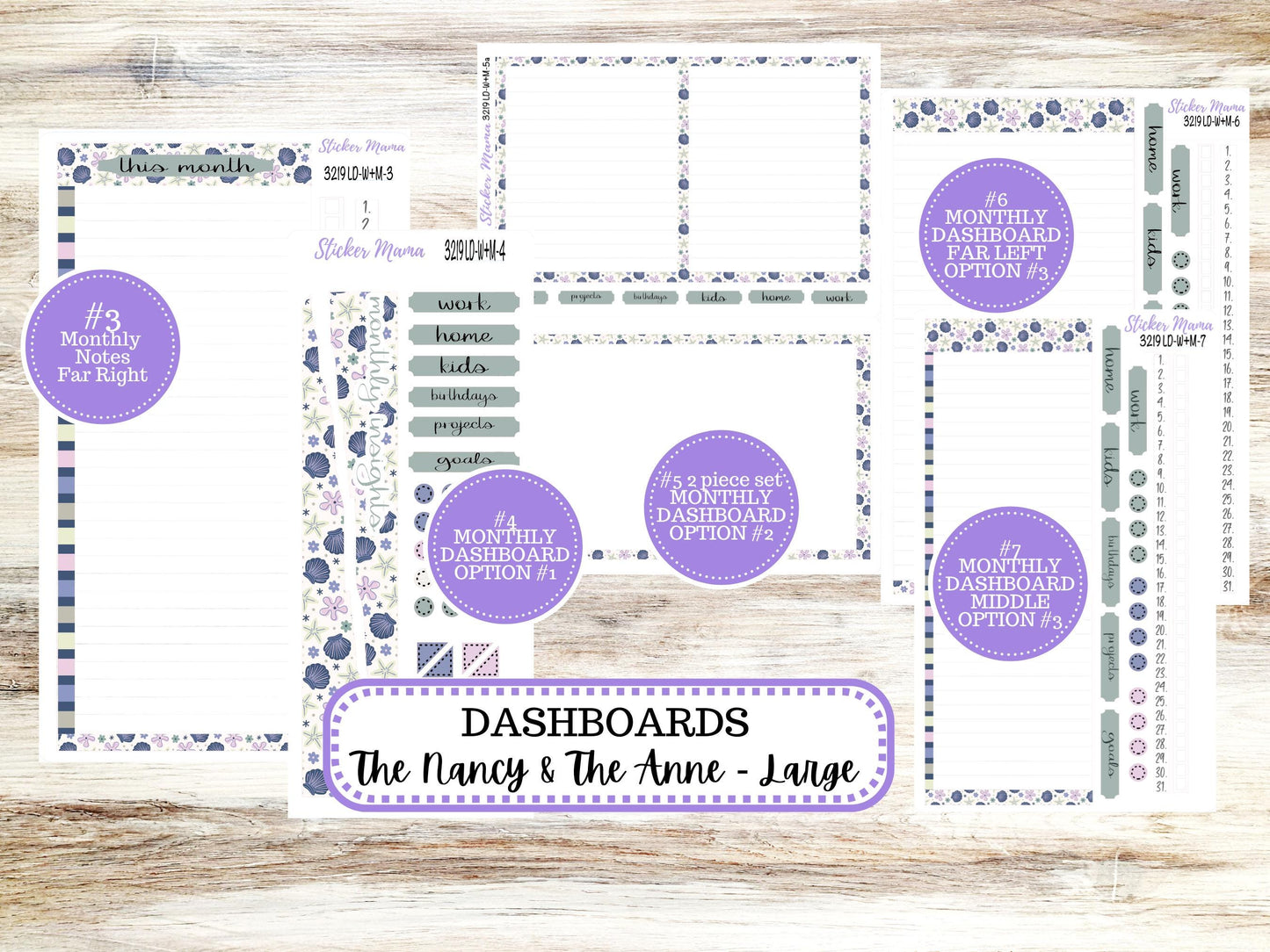 Laurel Denise Large Nancy & Large Anne Planner Sticker Kit | Vertical Horizontal Week + Month | August Tropical Trinkets 3219 | 5-26