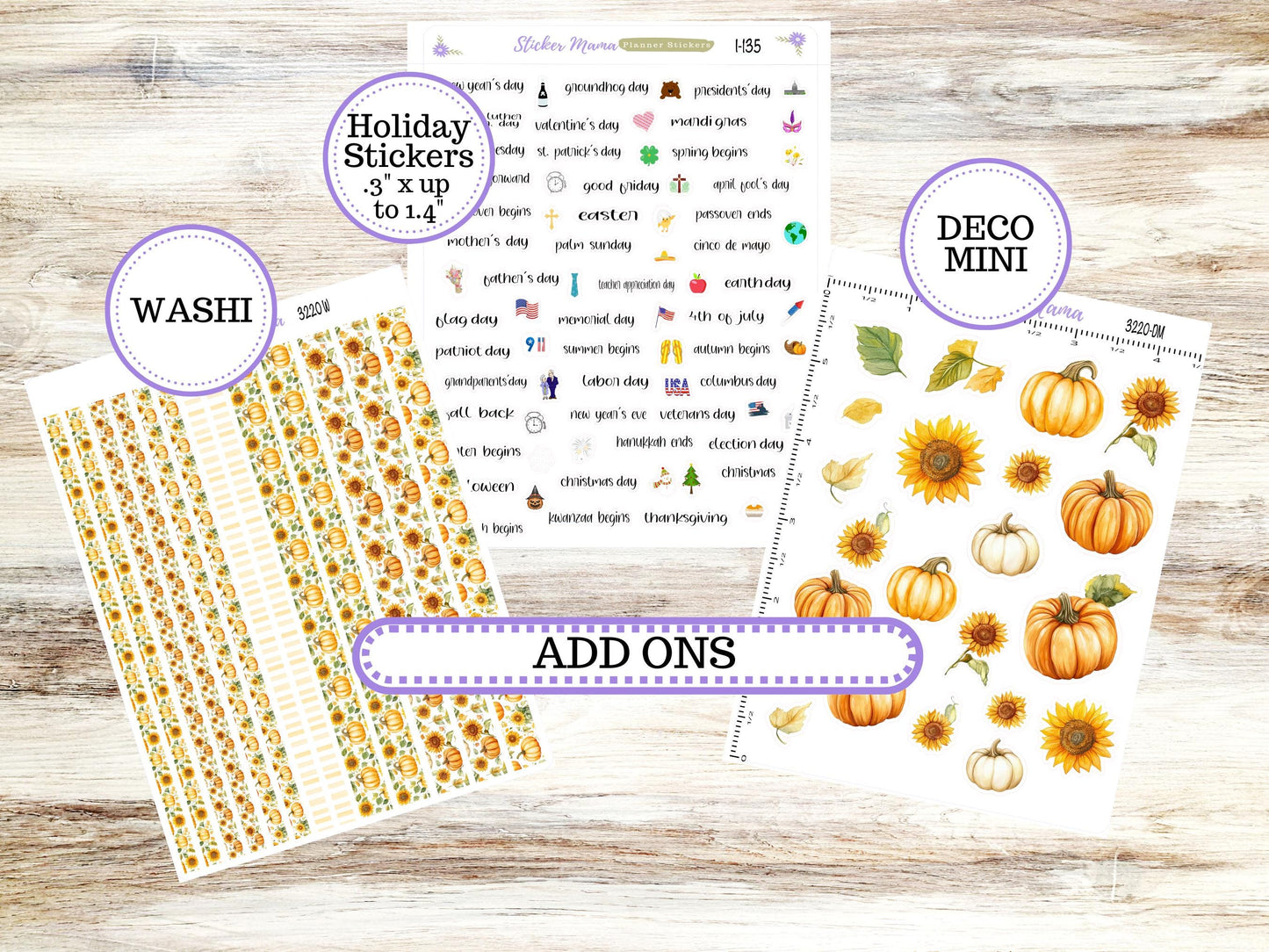 Laurel Denise Large Scout Planner Sticker Kit | Portrait Weekly + Monthly | Month of your Choice Fall | 3220 Sunflower Harvest | 6-26