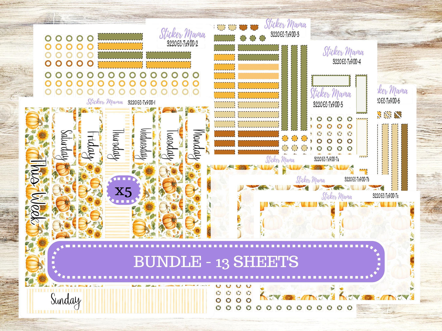 Erin Condren Daily Duo Planner Kit DD 3220 | Sunflower Harvest  | Full Month Kit