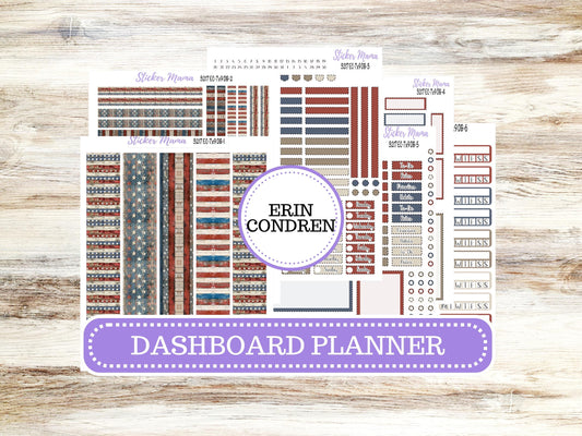 Erin Condren Dashboard Planner Sticker | Kit DB-3217 Old Glory