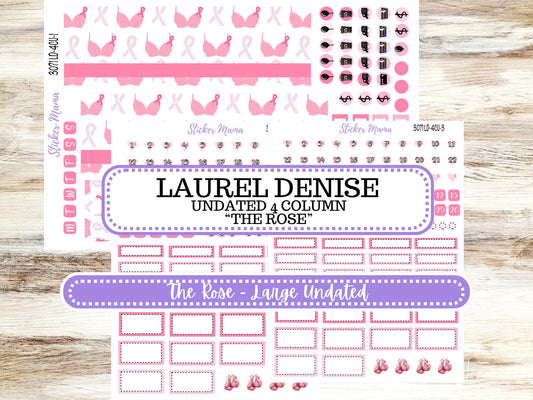 LD "The Rose" - Large Undated || 4 COLUMN Undated (formerly project undated). Planner Kit #3071 || Breast Cancer || Aug 25