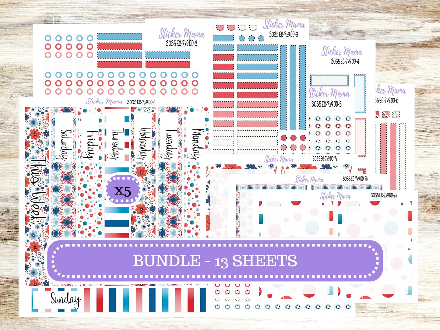 Erin Condren Daily Duo Planner Sticker Kit | 3035 American Dream