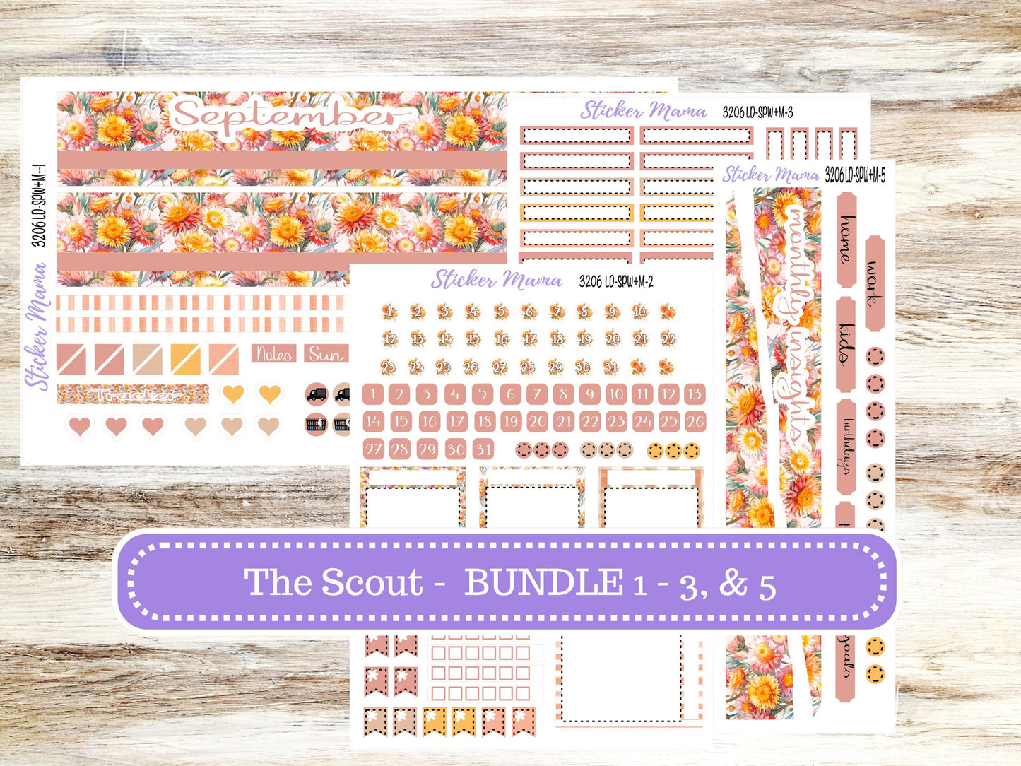 Laurel Denise Small Scout Planner Sticker Kit | Portrait Weekly + Monthly | September 3206 Falling Colors | 6-26