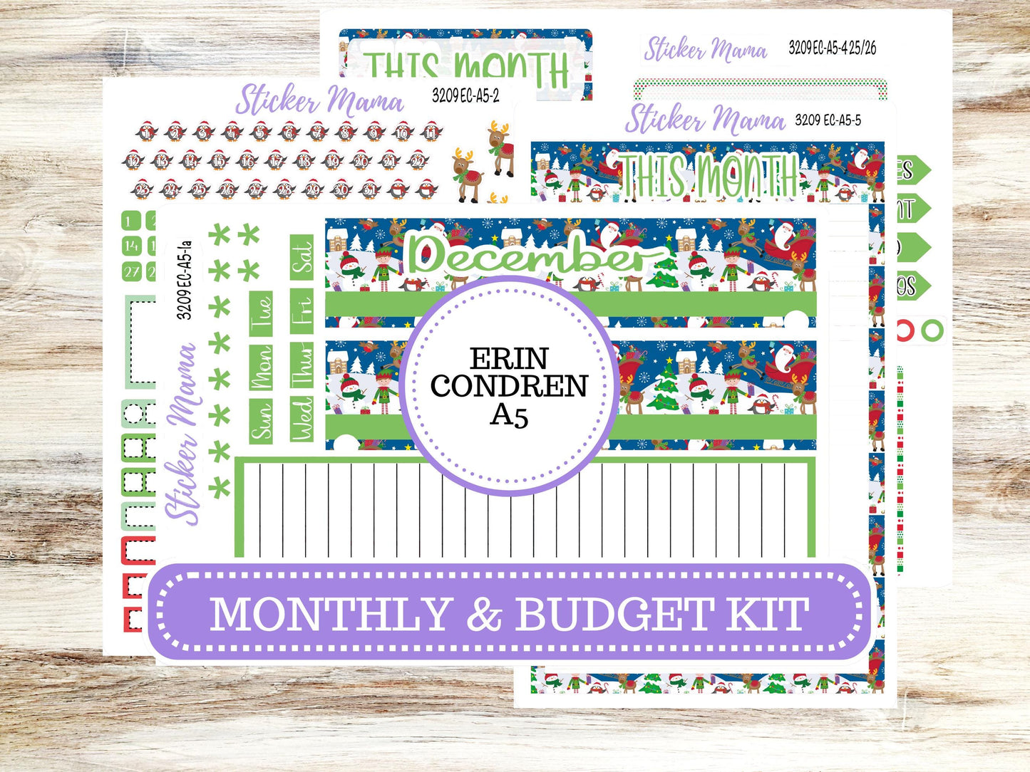 ERIN CONDRE Monthly Kit-3209 || A5 || Jolly Pines Stickers  || - ec December Monthly Kit - Monthly Planner Kits - Monthly Budget