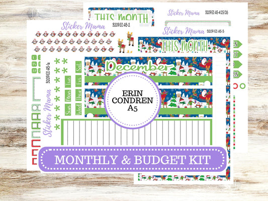 ERIN CONDRE Monthly Kit-3209 || A5 || Jolly Pines Stickers  || - ec December Monthly Kit - Monthly Planner Kits - Monthly Budget