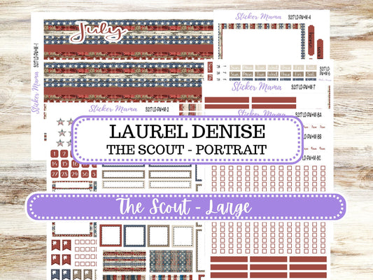 Laurel Denise Large Scout Planner Sticker Kit | Portrait Weekly + Monthly | July Old Glory 3217 | 4-26