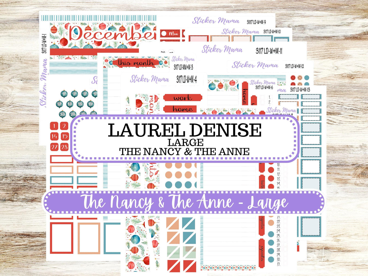 LD “The Nancy & Anne” Large || Week + Month PLANNER Monthly Kit #3117 || Laurel Denise Horizontal Vertical Kit || December || 9-25