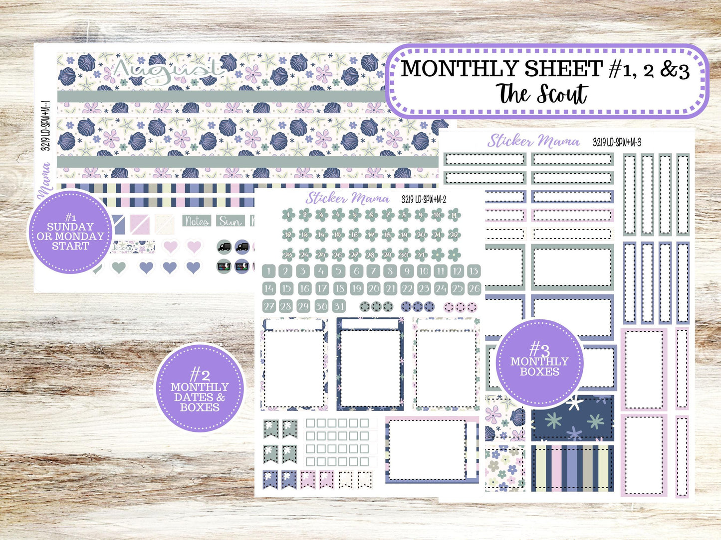 Laurel Denise Small Scout Planner Sticker Kit | Portrait Weekly + Monthly | August Tropical Trinkets 3219 | 5-26