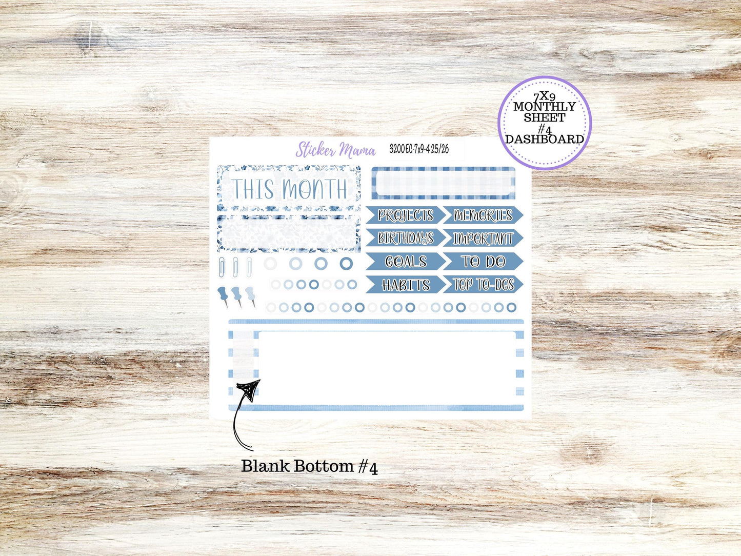 ERIN CONDREN Monthly Kit-3200 || 7X9 || Blue Blossom - 7x9 ec Monthly Kit - Month of your Choice Monthly Planner Kits || 12-25
