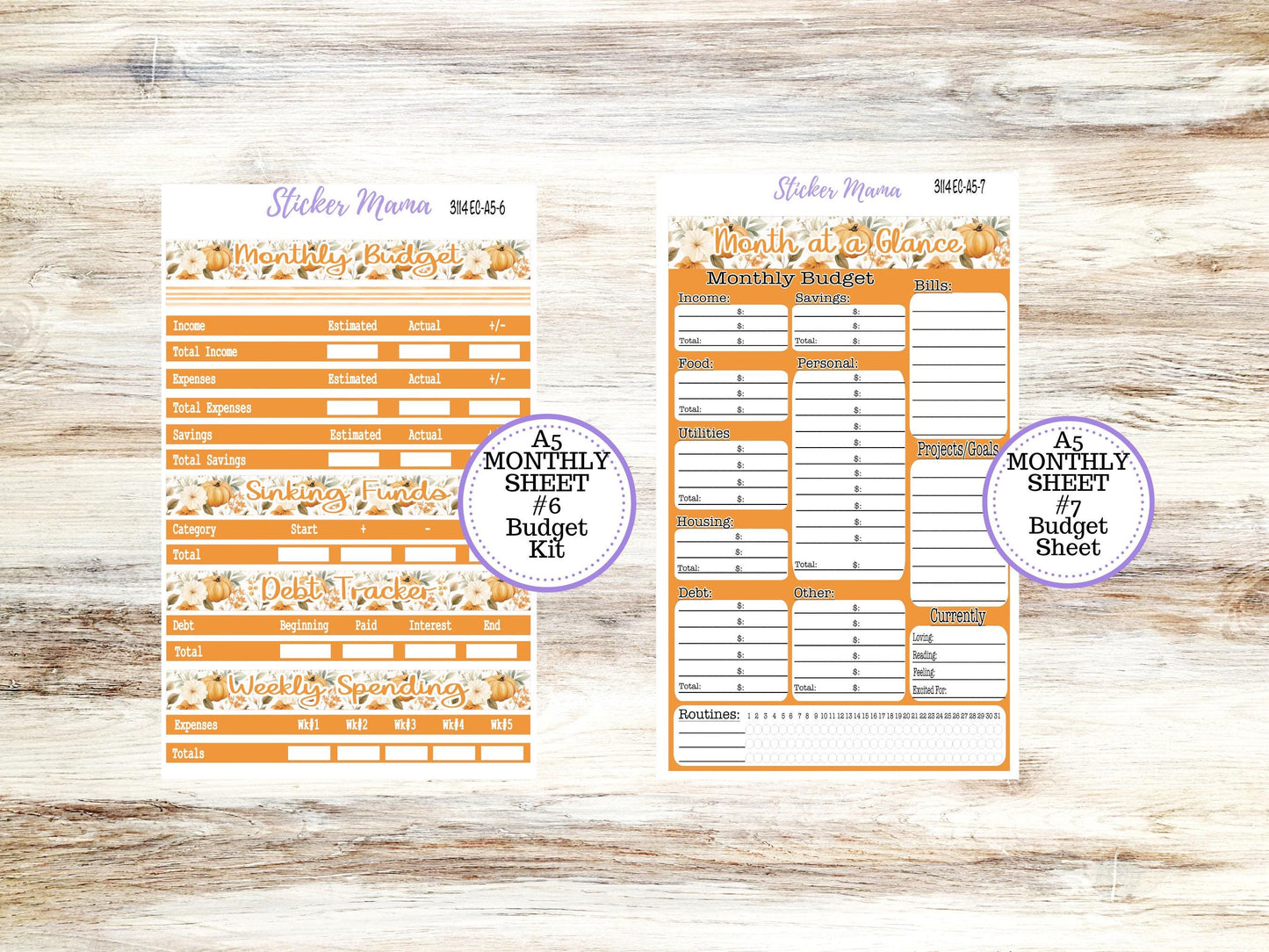 ERIN CONDRE Monthly  Kit-3114 || A5 || September Stickers  || - ec September Monthly Kit - Monthly Planner Kits - Monthly Budget