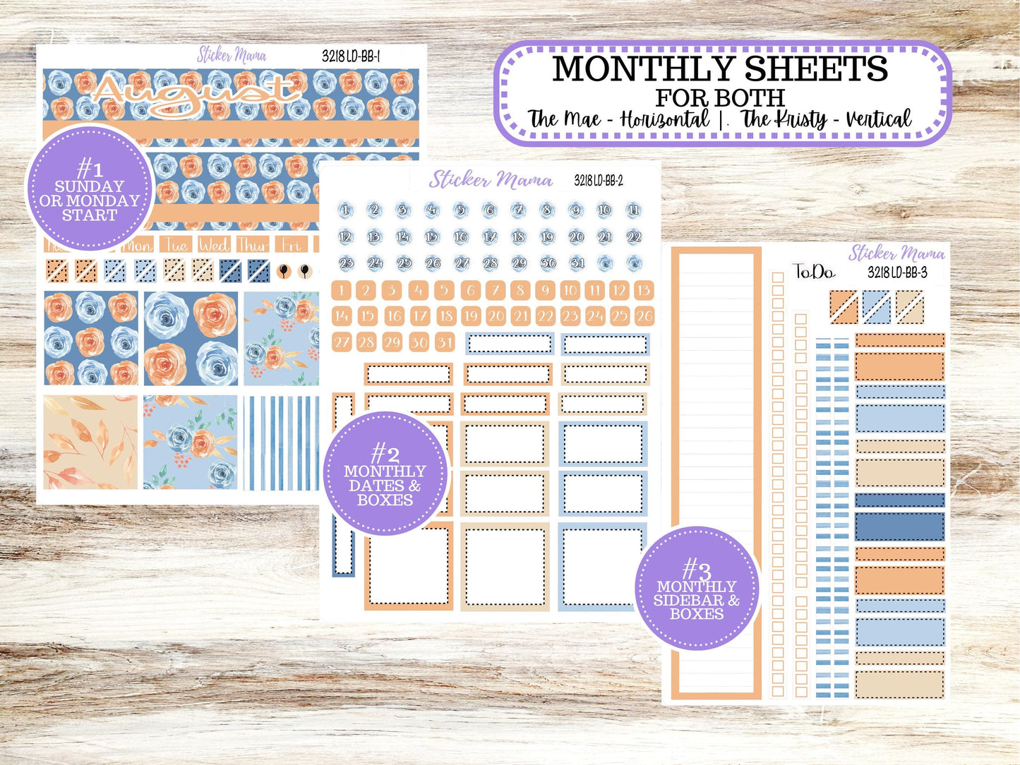 Laurel Denise Mae and Kristy Planner Sticker Kit | Book-Bound | August Blossom Breeze 3218 | 5-26