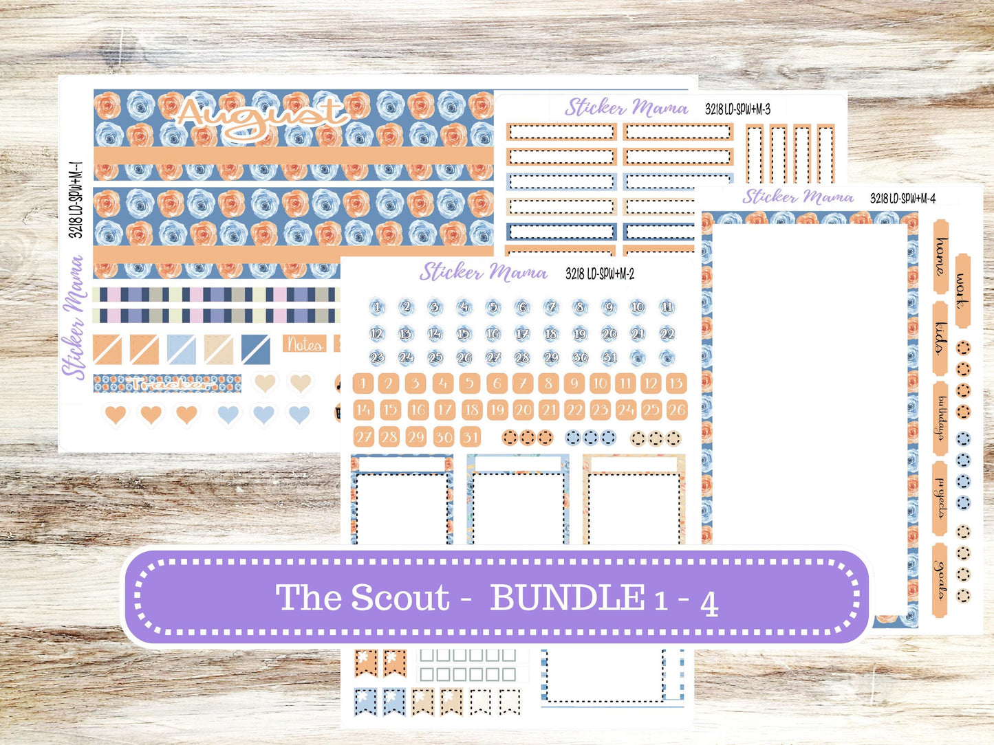 Laurel Denise Small Scout Planner Sticker Kit | Portrait Weekly + Monthly | August 3218 Blossom Breeze 3218 | 5-26