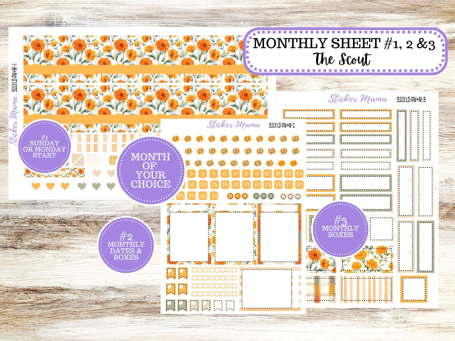 Laurel Denise Large Scout Planner Sticker Kit | Portrait Weekly + Monthly |  Month of your Choice 3201 Fall Colors | 5-26