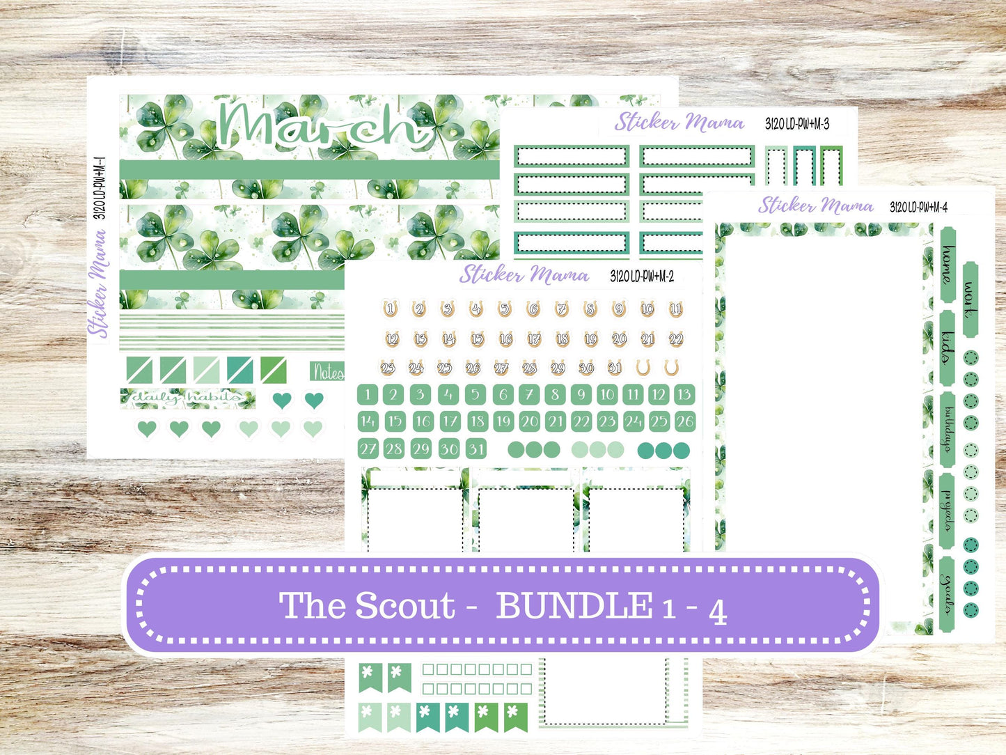 LD Large "The Scout" || PORTRAIT Weekly + Monthly Planner Kit #3120 || March Shamrock Magic || Laurel Denise Kit Portrait  || 11-25