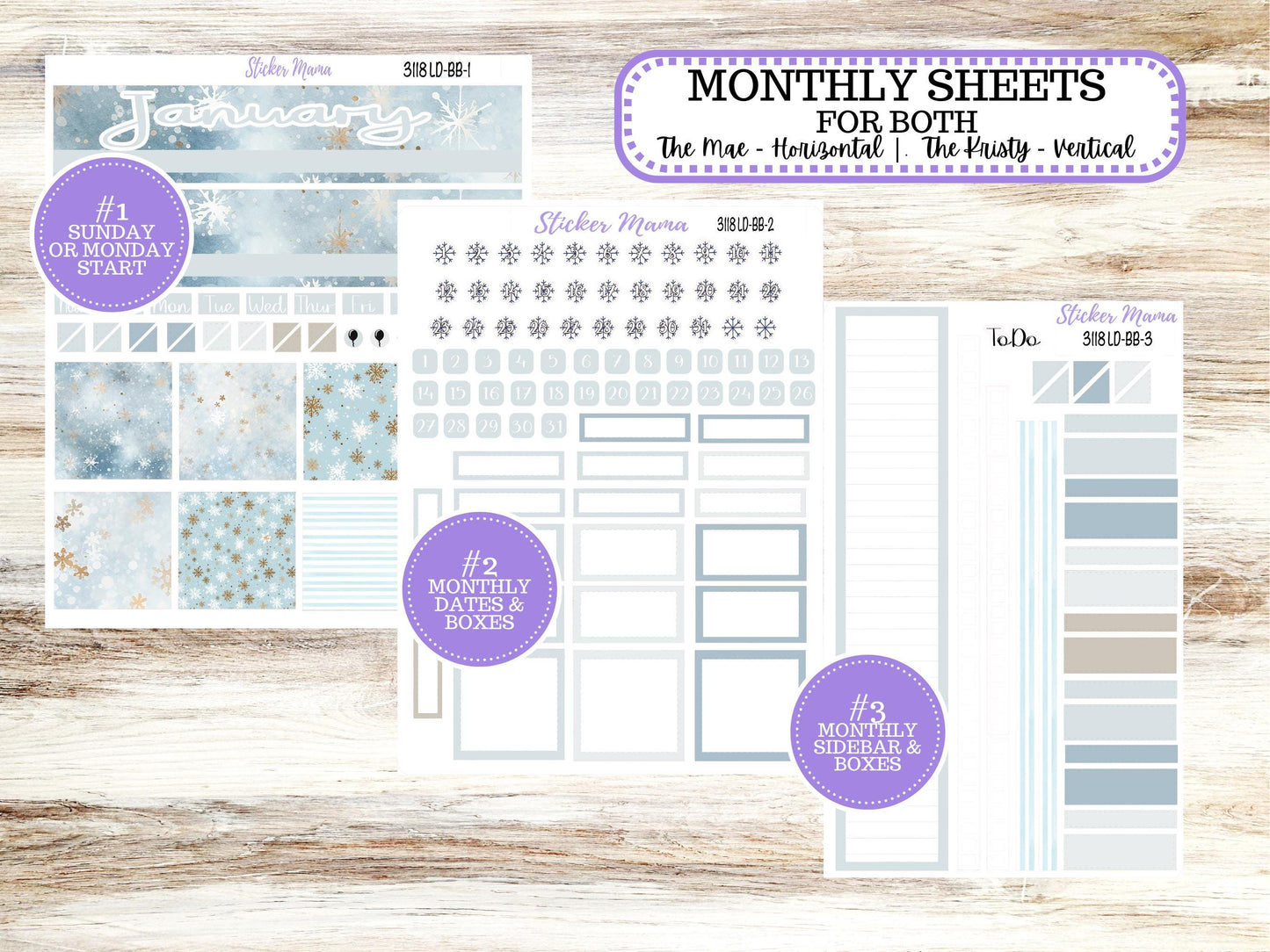 LD BOOK-BOUND Planner Kit #3118 || The Mae || The Kristy || Bookbound || January Laurel Denise Sticker Kit ||  10-25