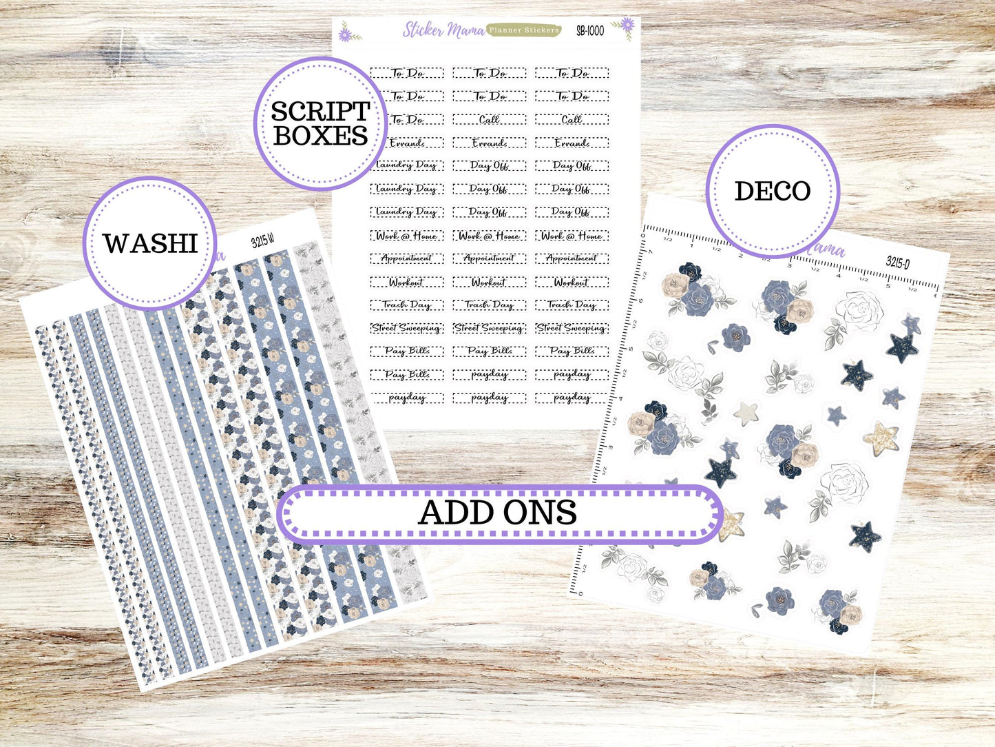 Laurel Denise Large Rose Planner Sticker Kit | 4-COLUMN (formerly project) | Month of your Choice #3215 Charming Roses | 1-26